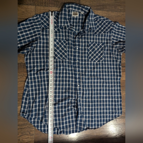 Ely Cattleman Blue Pearl Snap Shirt Men's Sz XXL Cowboy Western Short Sleeve. - Picture 9 of 14